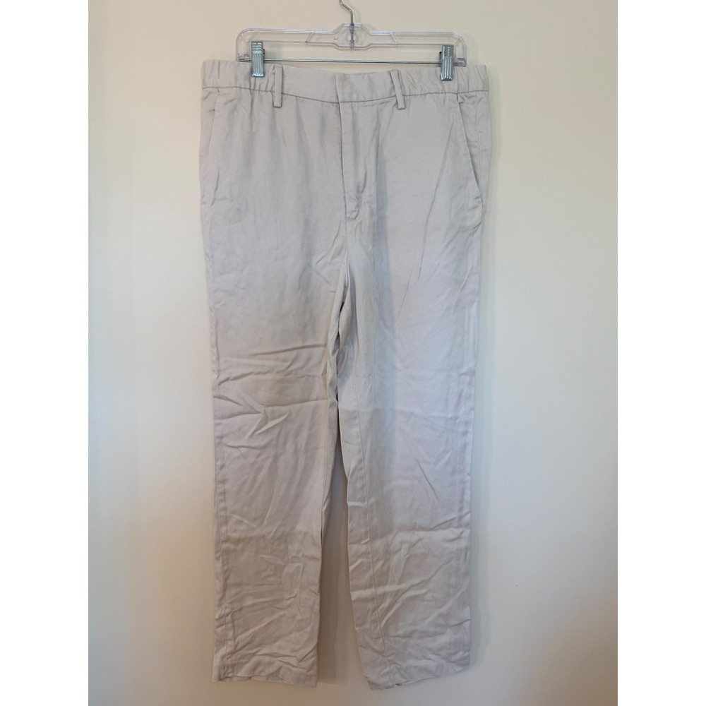 H&M Regular Fit Lyocell Trousers Mens 34 Beige Elastic Waist Chino Pants Stone